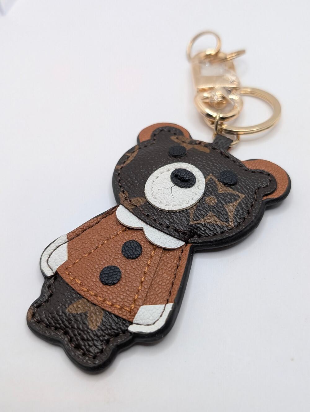 Upcycled Handmade Teddy Bear Bag Charm Made From Authentic LV Canvas